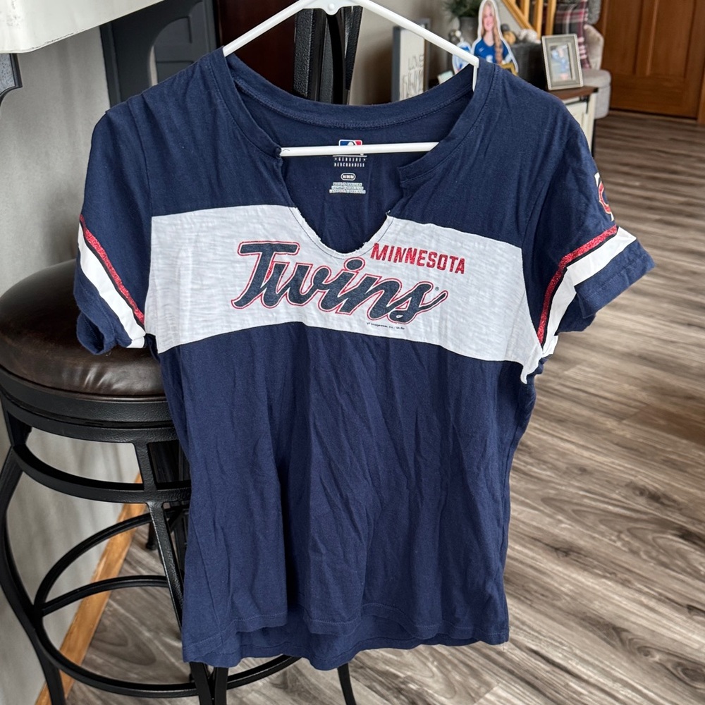 MLB Minnesota Twins Navy White Short Sleeve Tee